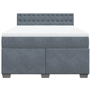 Κρεβάτι Boxspring με Στρώμα Σκούρο Γκρι 140x190 εκ. Βελούδινο - Pakobazaar