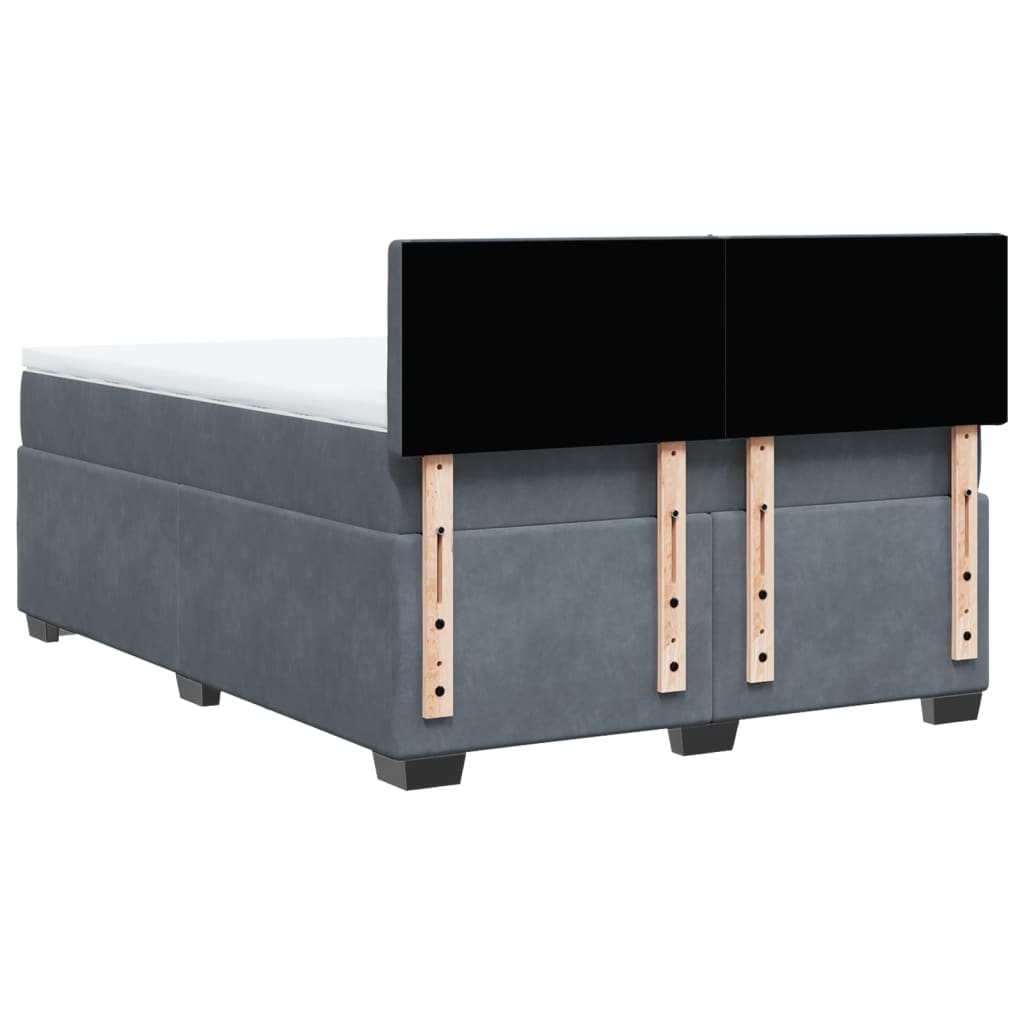 Κρεβάτι Boxspring με Στρώμα Σκούρο Γκρι 140x190 εκ. Βελούδινο - Pakobazaar