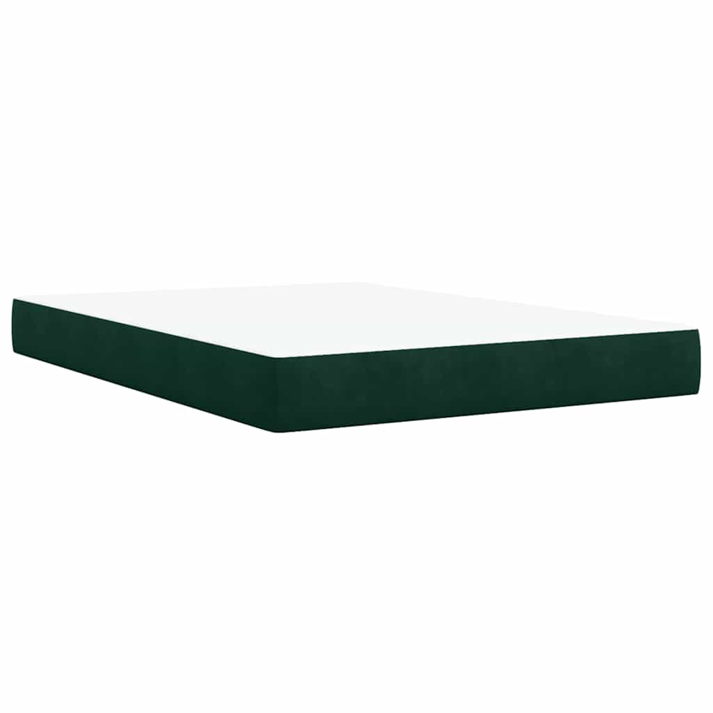 Κρεβάτι Boxspring με Στρώμα Σκούρο Πράσινο 140x190εκ. Βελούδινο - Pakobazaar
