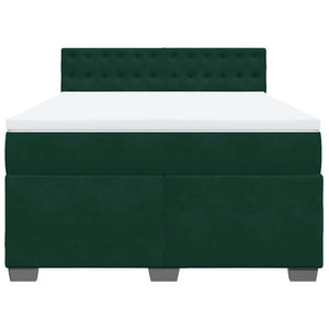 Κρεβάτι Boxspring με Στρώμα Σκούρο Πράσινο 140x190εκ. Βελούδινο - Pakobazaar