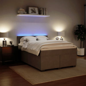 Κρεβάτι Boxspring με Στρώμα Ανοιχτό Γκρι 140x200 εκ. Βελούδινο - Pakobazaar