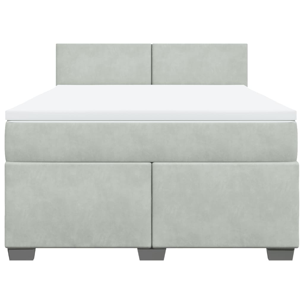 Κρεβάτι Boxspring με Στρώμα Ανοιχτό Γκρι 140x200 εκ. Βελούδινο - Pakobazaar