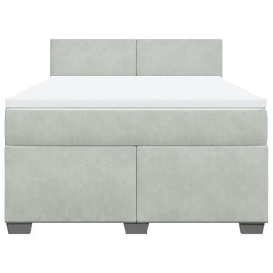 Κρεβάτι Boxspring με Στρώμα Ανοιχτό Γκρι 140x200 εκ. Βελούδινο - Pakobazaar