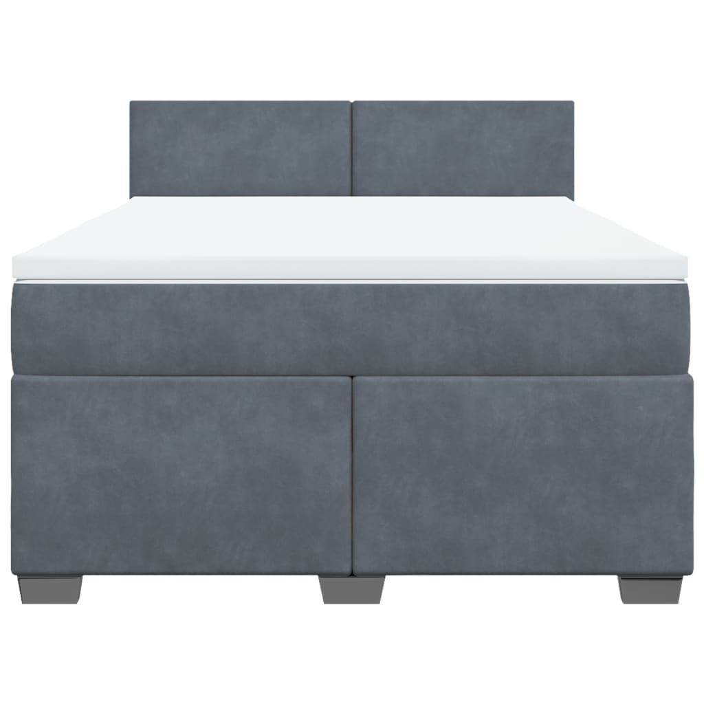 Κρεβάτι Boxspring με Στρώμα Σκούρο Γκρι 140x200 εκ. Βελούδινο