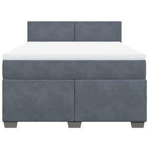 Κρεβάτι Boxspring με Στρώμα Σκούρο Γκρι 140x200 εκ. Βελούδινο