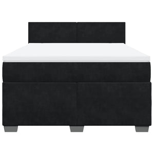 Κρεβάτι Boxspring με Στρώμα Μαύρο 140x200 εκ. Βελούδινο - Pakobazaar