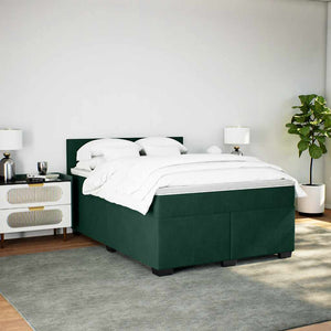 Κρεβάτι Boxspring με Στρώμα Σκούρο Πράσινο 140x200εκ. Βελούδινο - Pakobazaar