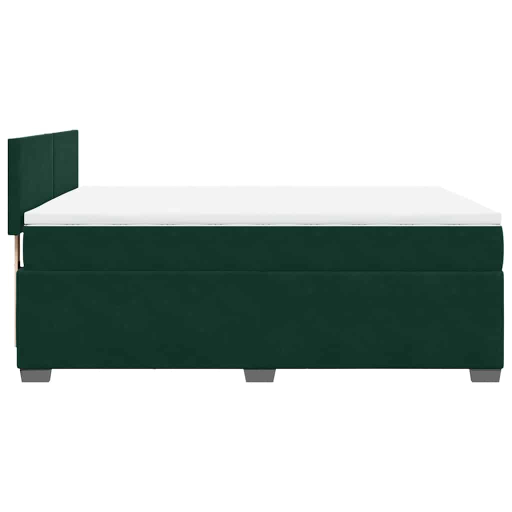 Κρεβάτι Boxspring με Στρώμα Σκούρο Πράσινο 140x200εκ. Βελούδινο - Pakobazaar