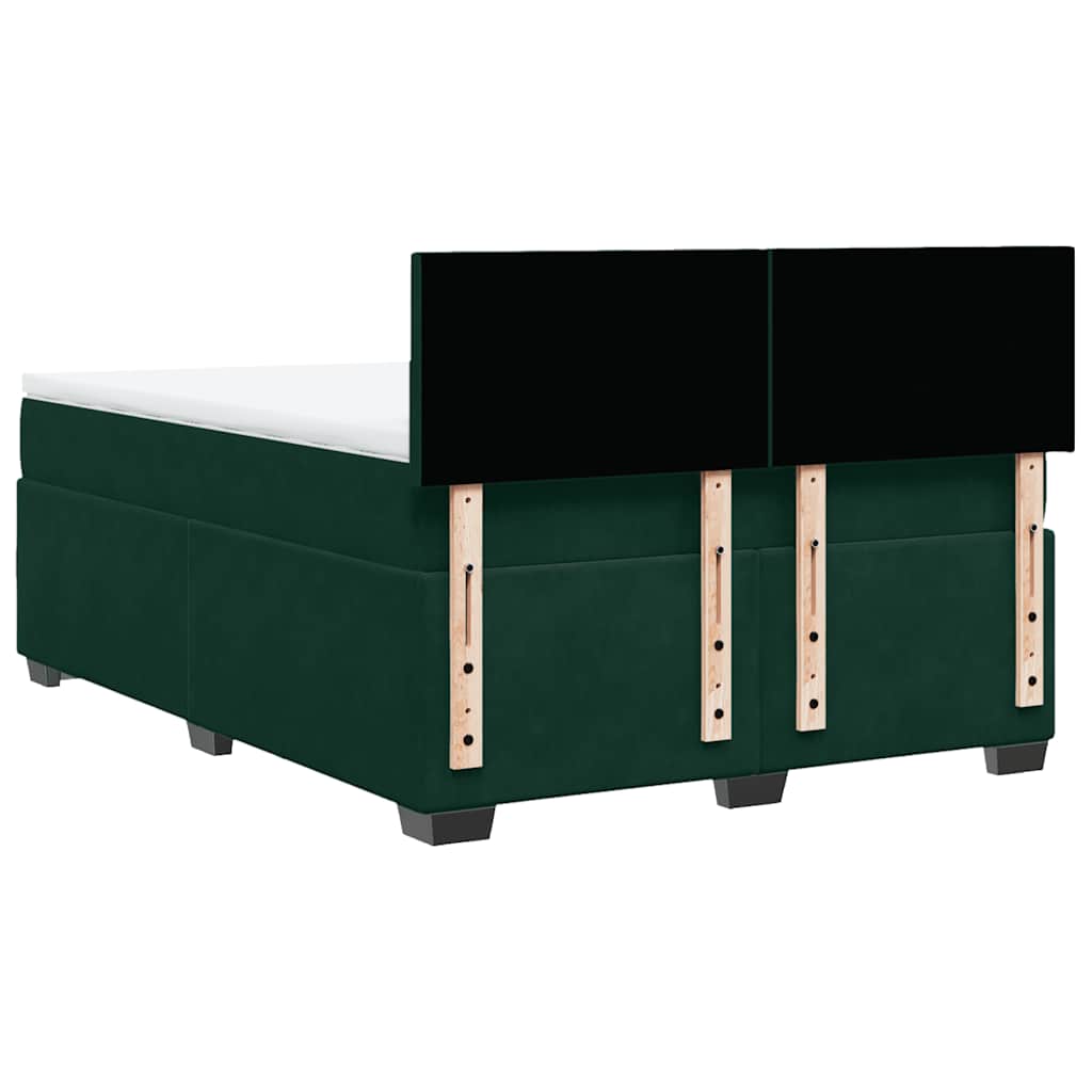Κρεβάτι Boxspring με Στρώμα Σκούρο Πράσινο 140x200εκ. Βελούδινο - Pakobazaar