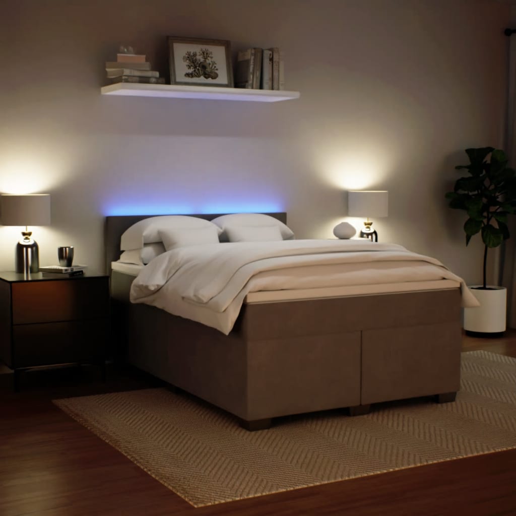 Κρεβάτι Boxspring με Στρώμα Ανοιχτό Γκρι 140x200 εκ. Βελούδινο - Pakobazaar