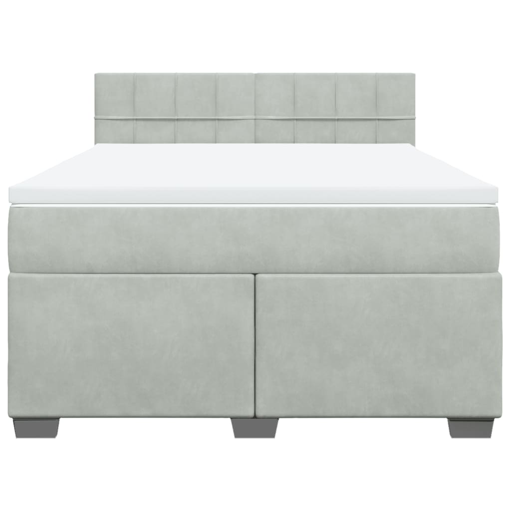 Κρεβάτι Boxspring με Στρώμα Ανοιχτό Γκρι 140x200 εκ. Βελούδινο - Pakobazaar