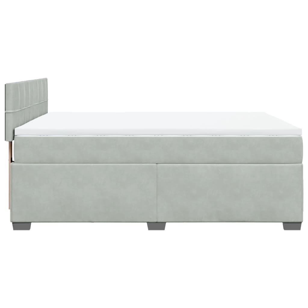 Κρεβάτι Boxspring με Στρώμα Ανοιχτό Γκρι 140x200 εκ. Βελούδινο - Pakobazaar