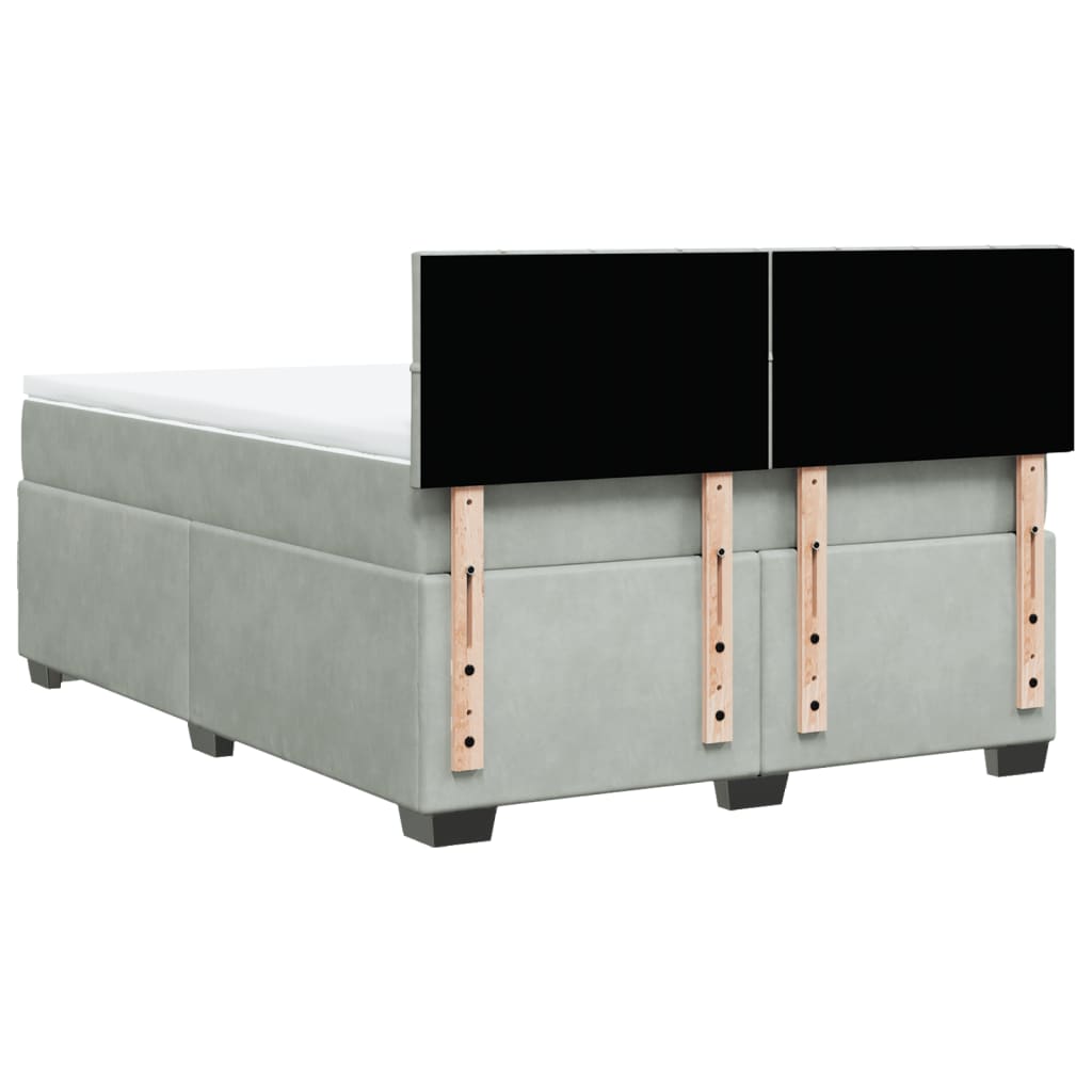 Κρεβάτι Boxspring με Στρώμα Ανοιχτό Γκρι 140x200 εκ. Βελούδινο - Pakobazaar