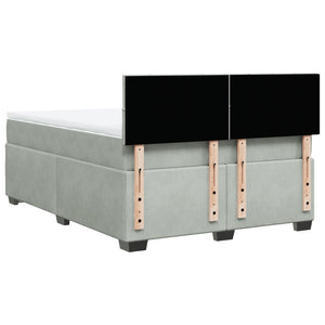 Κρεβάτι Boxspring με Στρώμα Ανοιχτό Γκρι 140x200 εκ. Βελούδινο - Pakobazaar