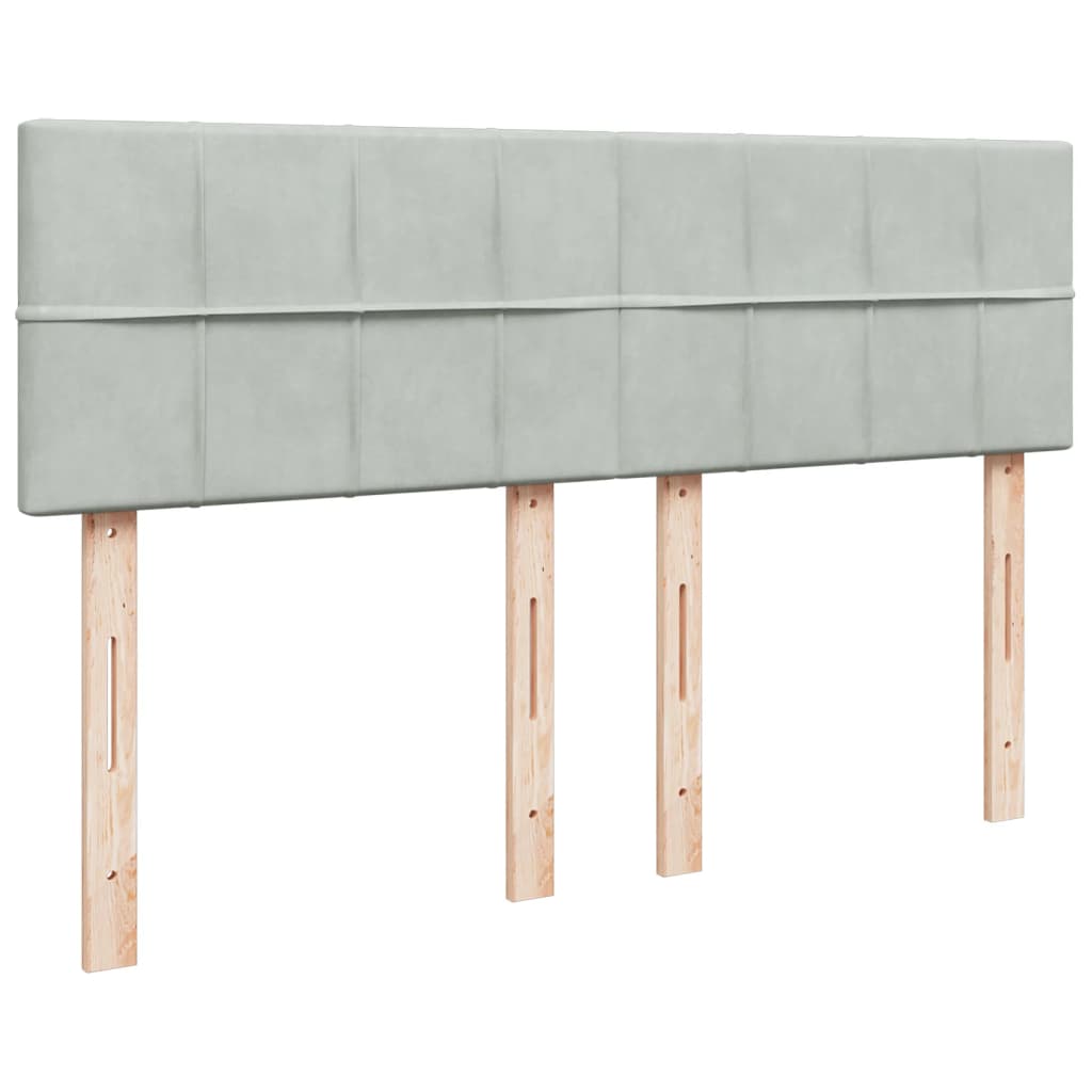 Κρεβάτι Boxspring με Στρώμα Ανοιχτό Γκρι 140x200 εκ. Βελούδινο - Pakobazaar