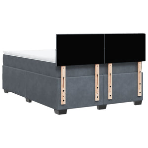 Κρεβάτι Boxspring με Στρώμα Σκούρο Γκρι 140x200 εκ. Βελούδινο