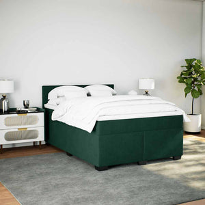 Κρεβάτι Boxspring με Στρώμα Σκούρο Πράσινο 140x200εκ. Βελούδινο - Pakobazaar