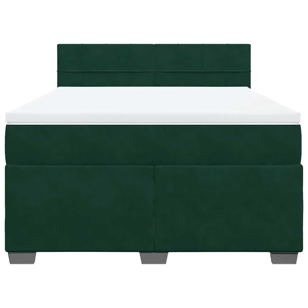Κρεβάτι Boxspring με Στρώμα Σκούρο Πράσινο 140x200εκ. Βελούδινο - Pakobazaar