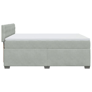 Κρεβάτι Boxspring με Στρώμα Ανοιχτό Γκρι 140x200 εκ. Βελούδινο - Pakobazaar