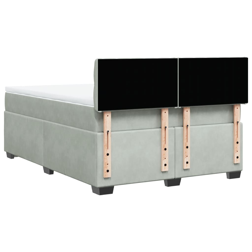 Κρεβάτι Boxspring με Στρώμα Ανοιχτό Γκρι 140x200 εκ. Βελούδινο - Pakobazaar