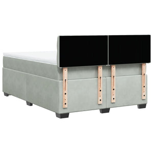 Κρεβάτι Boxspring με Στρώμα Ανοιχτό Γκρι 140x200 εκ. Βελούδινο - Pakobazaar