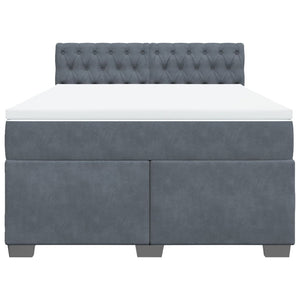 Κρεβάτι Boxspring με Στρώμα Σκούρο Γκρι 140x200 εκ. Βελούδινο