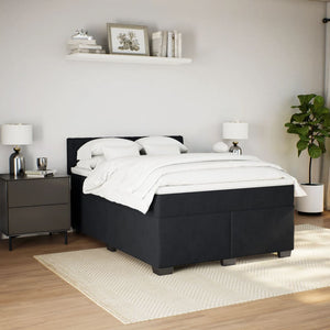 Κρεβάτι Boxspring με Στρώμα Μαύρο 140x200 εκ. Βελούδινο