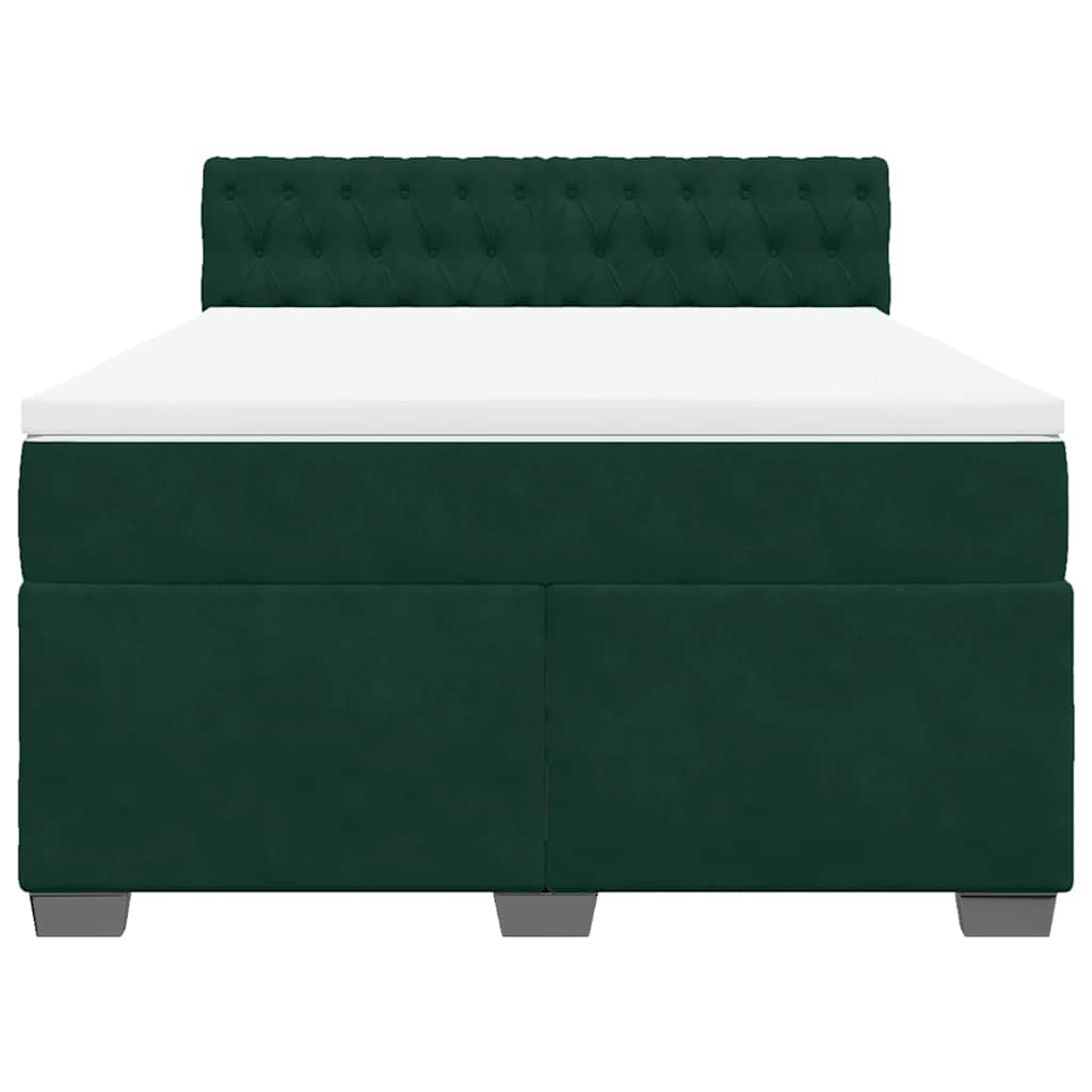 Κρεβάτι Boxspring με Στρώμα Σκούρο Πράσινο 140x200εκ. Βελούδινο - Pakobazaar
