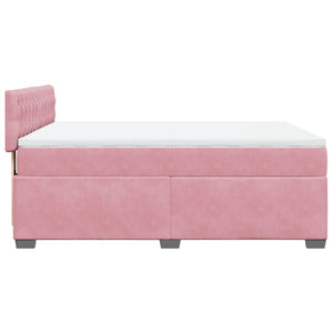 Κρεβάτι Boxspring με Στρώμα Ροζ 140x200 εκ. Βελούδινο - Pakobazaar