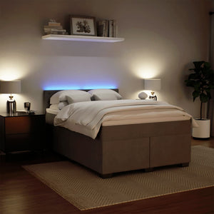 Κρεβάτι Boxspring με Στρώμα Ανοιχτό Γκρι 140x200 εκ. Βελούδινο - Pakobazaar