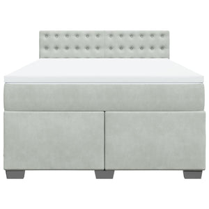 Κρεβάτι Boxspring με Στρώμα Ανοιχτό Γκρι 140x200 εκ. Βελούδινο - Pakobazaar