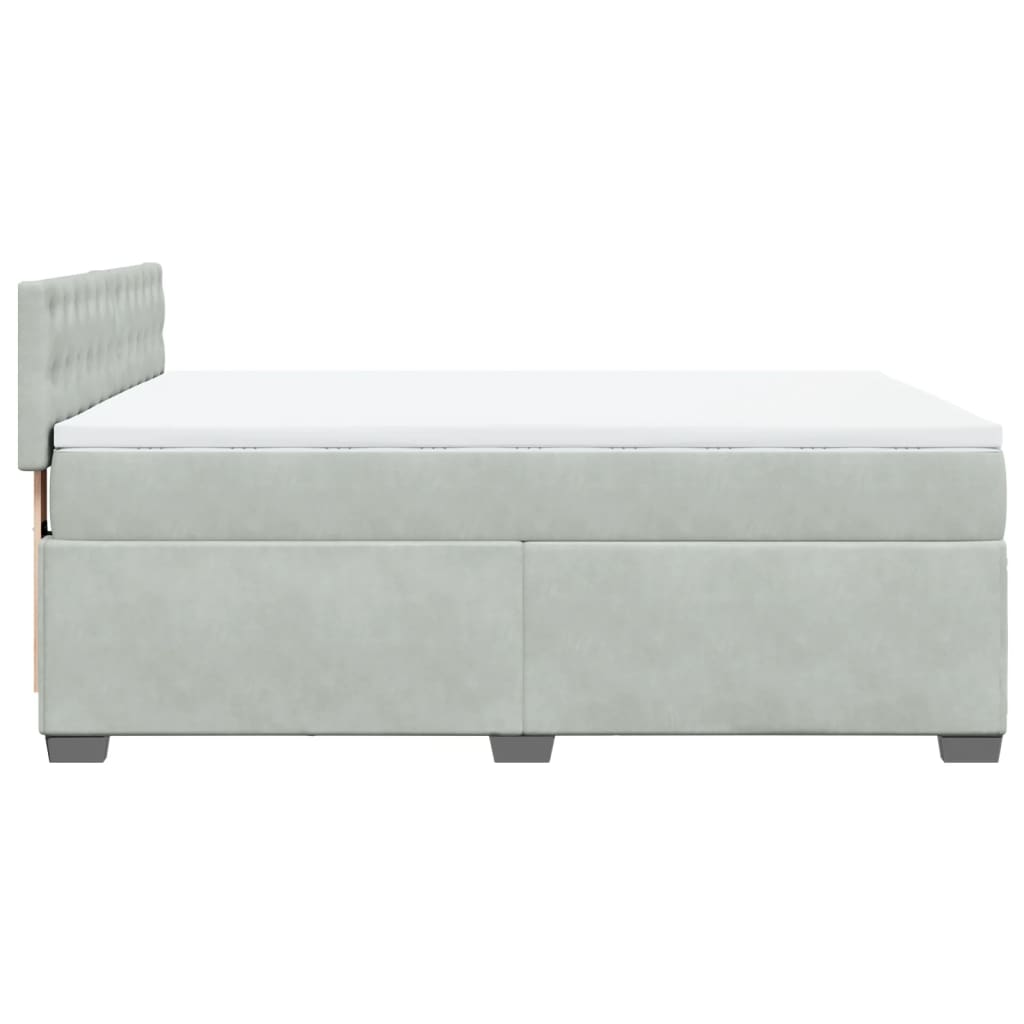 Κρεβάτι Boxspring με Στρώμα Ανοιχτό Γκρι 140x200 εκ. Βελούδινο - Pakobazaar