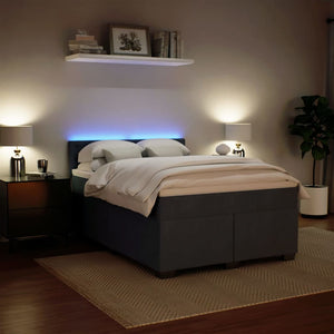 Κρεβάτι Boxspring με Στρώμα Σκούρο Γκρι 140x200 εκ. Βελούδινο - Pakobazaar