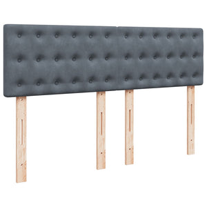 Κρεβάτι Boxspring με Στρώμα Σκούρο Γκρι 140x200 εκ. Βελούδινο - Pakobazaar