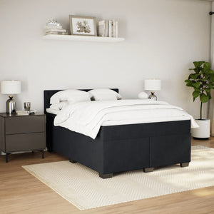 Κρεβάτι Boxspring με Στρώμα Μαύρο 140x200 εκ. Βελούδινο