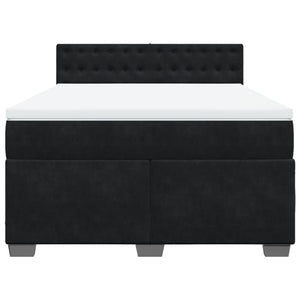 Κρεβάτι Boxspring με Στρώμα Μαύρο 140x200 εκ. Βελούδινο