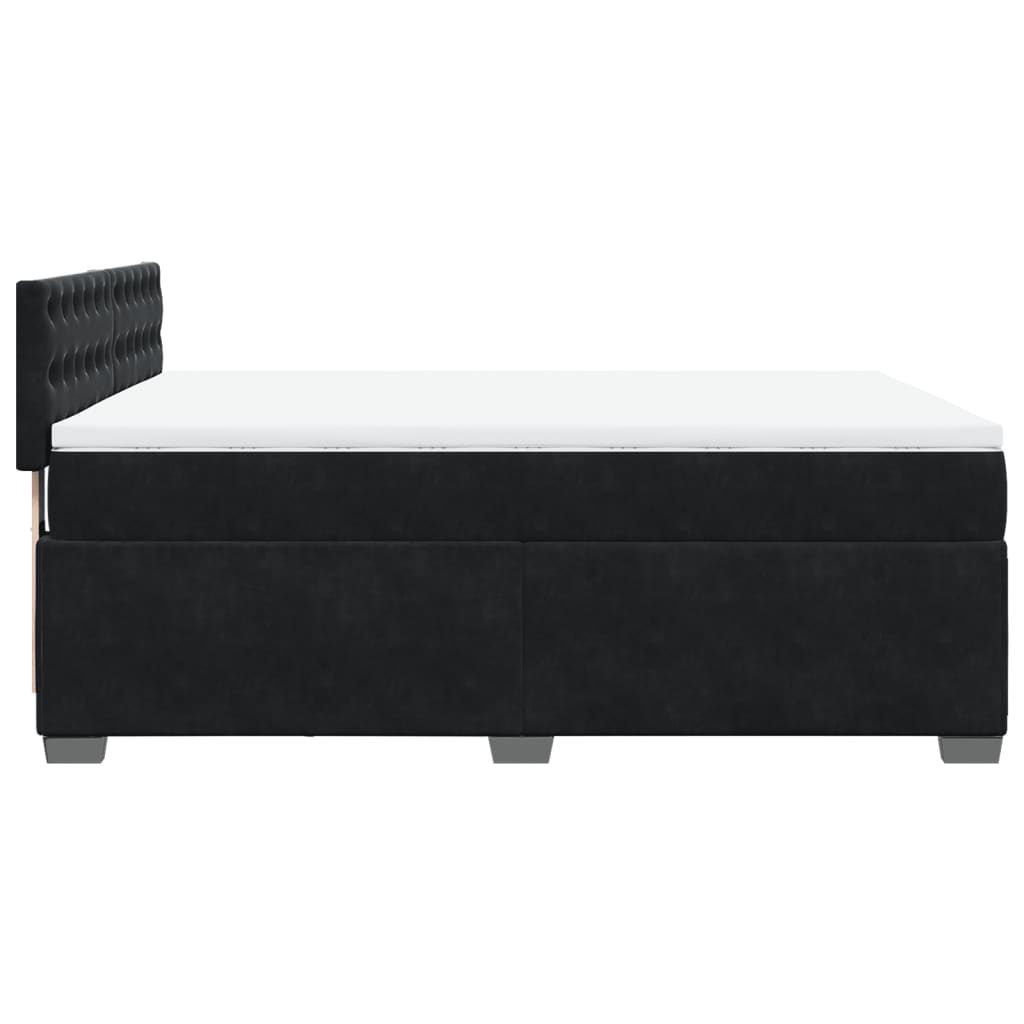 Κρεβάτι Boxspring με Στρώμα Μαύρο 140x200 εκ. Βελούδινο