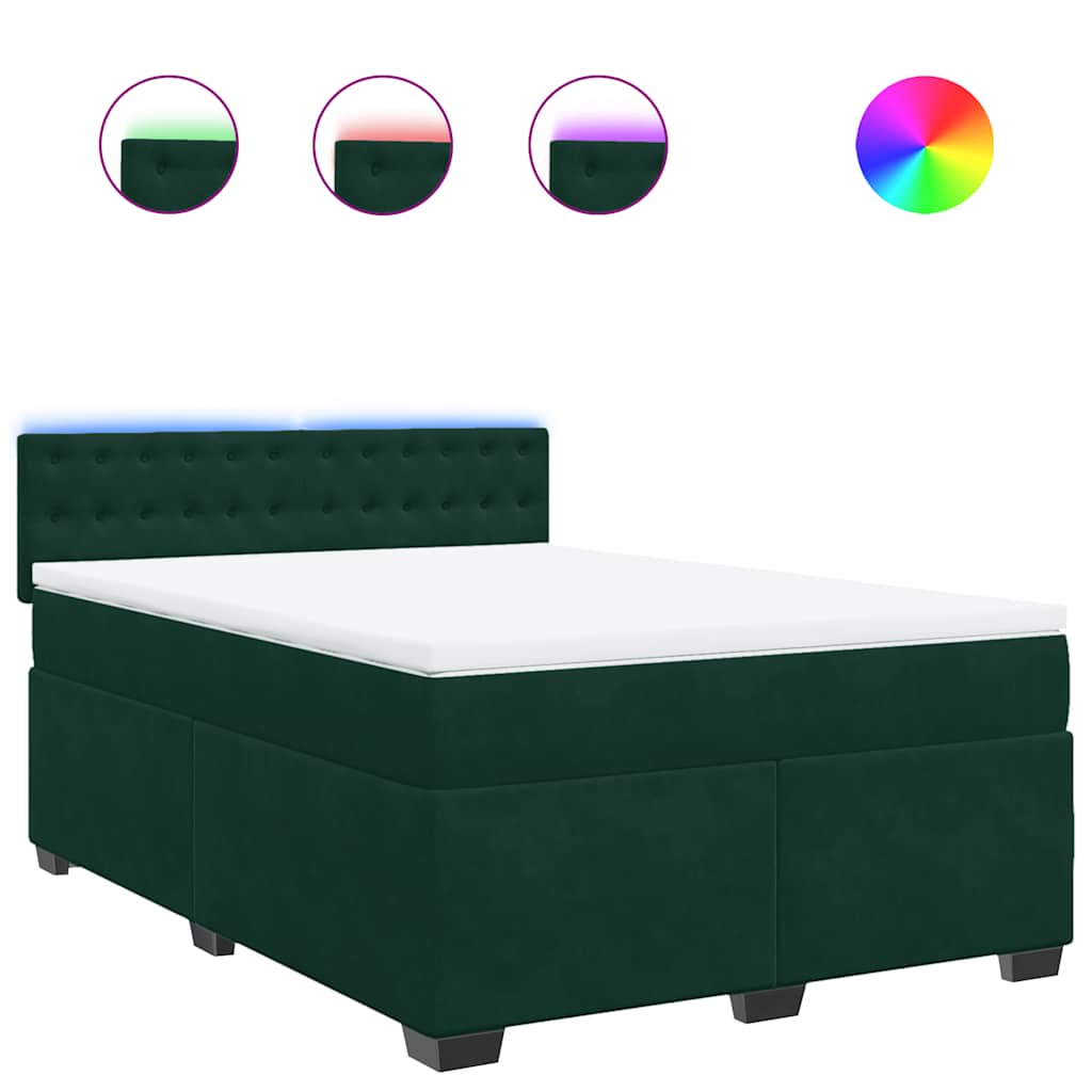 Κρεβάτι Boxspring με Στρώμα Σκούρο Πράσινο 140x200εκ. Βελούδινο - Pakobazaar
