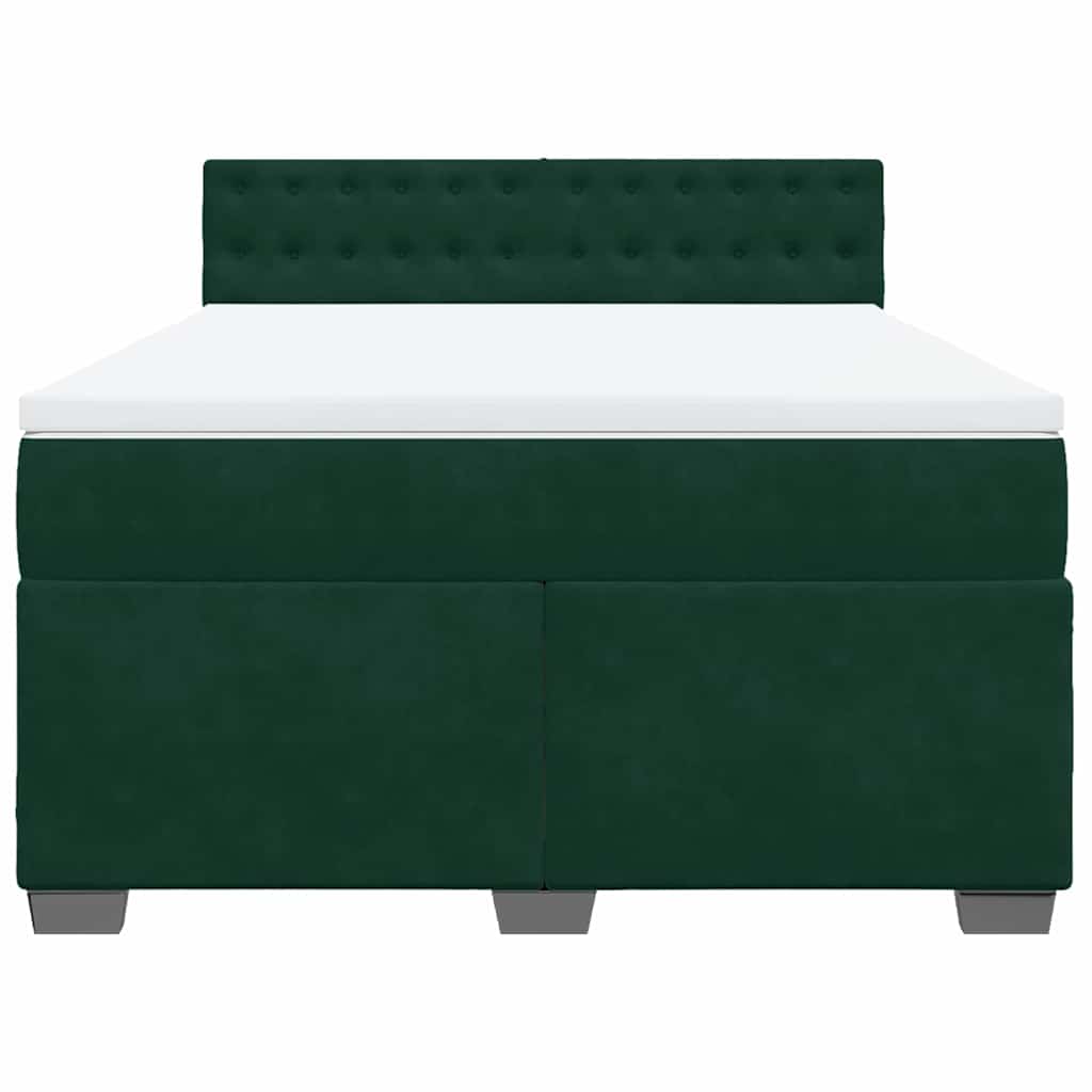 Κρεβάτι Boxspring με Στρώμα Σκούρο Πράσινο 140x200εκ. Βελούδινο - Pakobazaar
