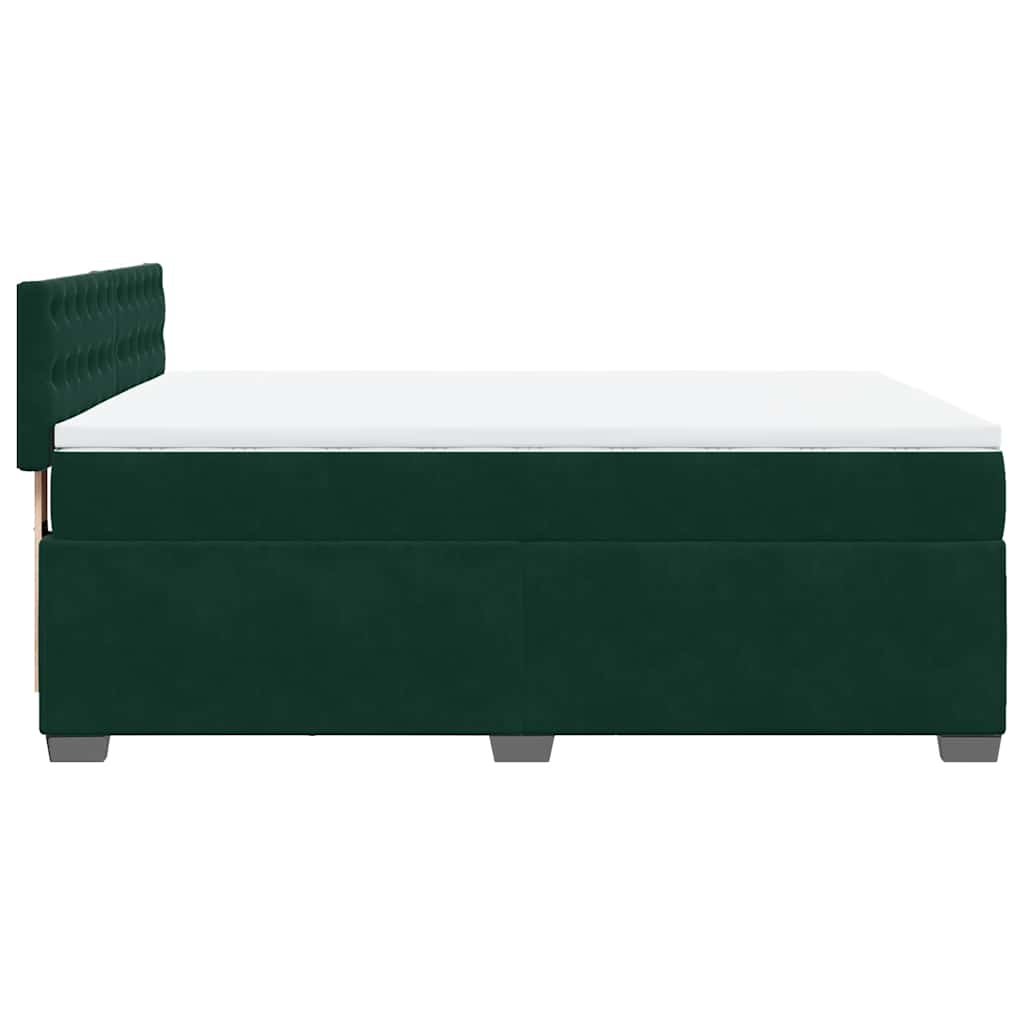 Κρεβάτι Boxspring με Στρώμα Σκούρο Πράσινο 140x200εκ. Βελούδινο - Pakobazaar