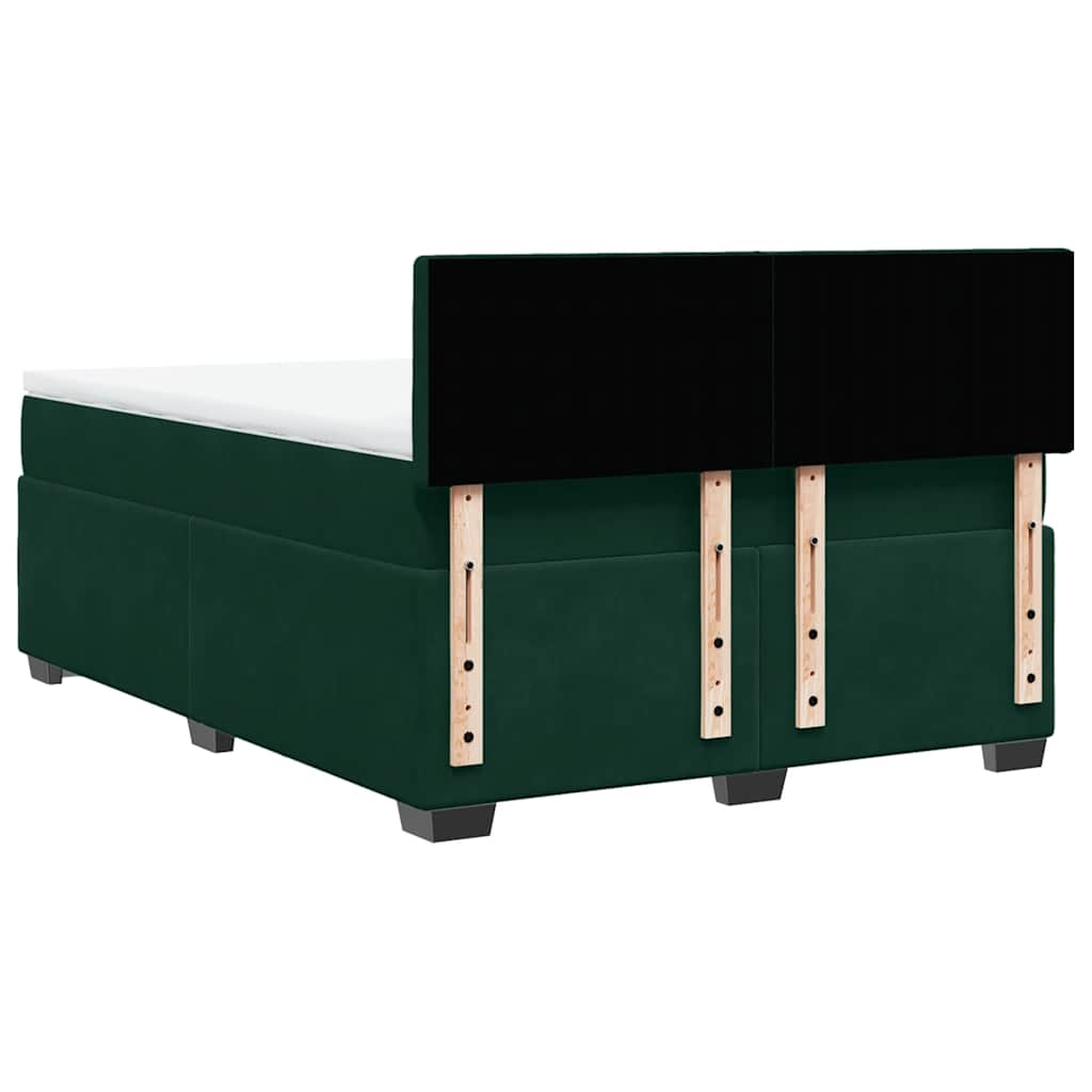 Κρεβάτι Boxspring με Στρώμα Σκούρο Πράσινο 140x200εκ. Βελούδινο - Pakobazaar