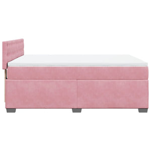 Κρεβάτι Boxspring με Στρώμα Ροζ 140x200 εκ. Βελούδινο - Pakobazaar