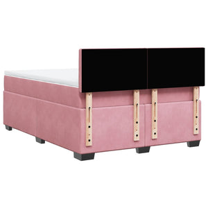 Κρεβάτι Boxspring με Στρώμα Ροζ 140x200 εκ. Βελούδινο - Pakobazaar