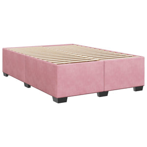 Κρεβάτι Boxspring με Στρώμα Ροζ 140x200 εκ. Βελούδινο - Pakobazaar