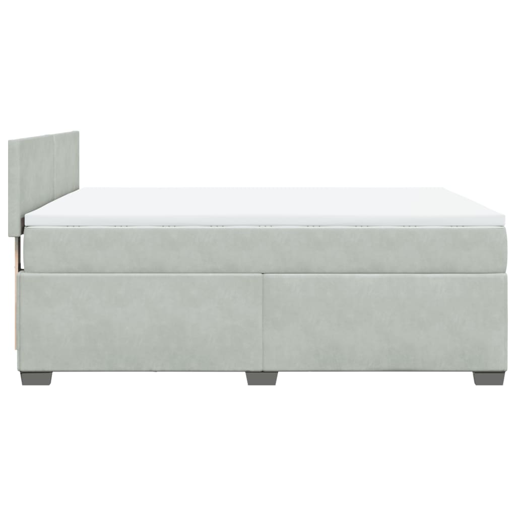 Κρεβάτι Boxspring με Στρώμα Ανοιχτό Γκρι 160x200 εκ. Βελούδινο - Pakobazaar