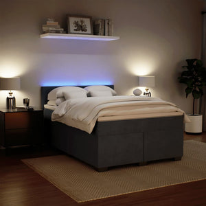 Κρεβάτι Boxspring με Στρώμα Σκούρο Γκρι 160x200 εκ. Βελούδινο - Pakobazaar