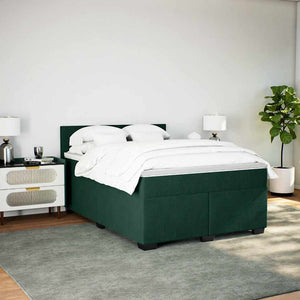 Κρεβάτι Boxspring με Στρώμα Σκούρο Πράσινο 160x200εκ. Βελούδινο - Pakobazaar