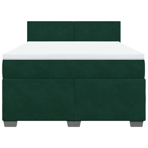 Κρεβάτι Boxspring με Στρώμα Σκούρο Πράσινο 160x200εκ. Βελούδινο - Pakobazaar