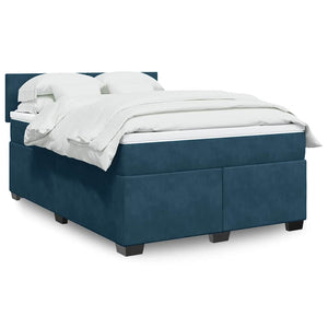 Κρεβάτι Boxspring με Στρώμα Μπλε 160x200 εκ. Βελούδινο - Pakobazaar