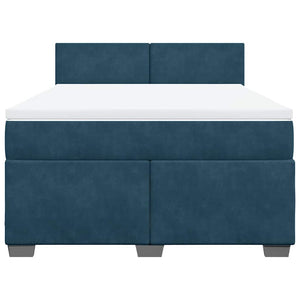 Κρεβάτι Boxspring με Στρώμα Μπλε 160x200 εκ. Βελούδινο - Pakobazaar